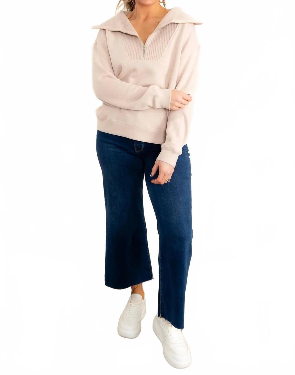NEW Z SUPPLY sonata half zip sweatshirt in parchment